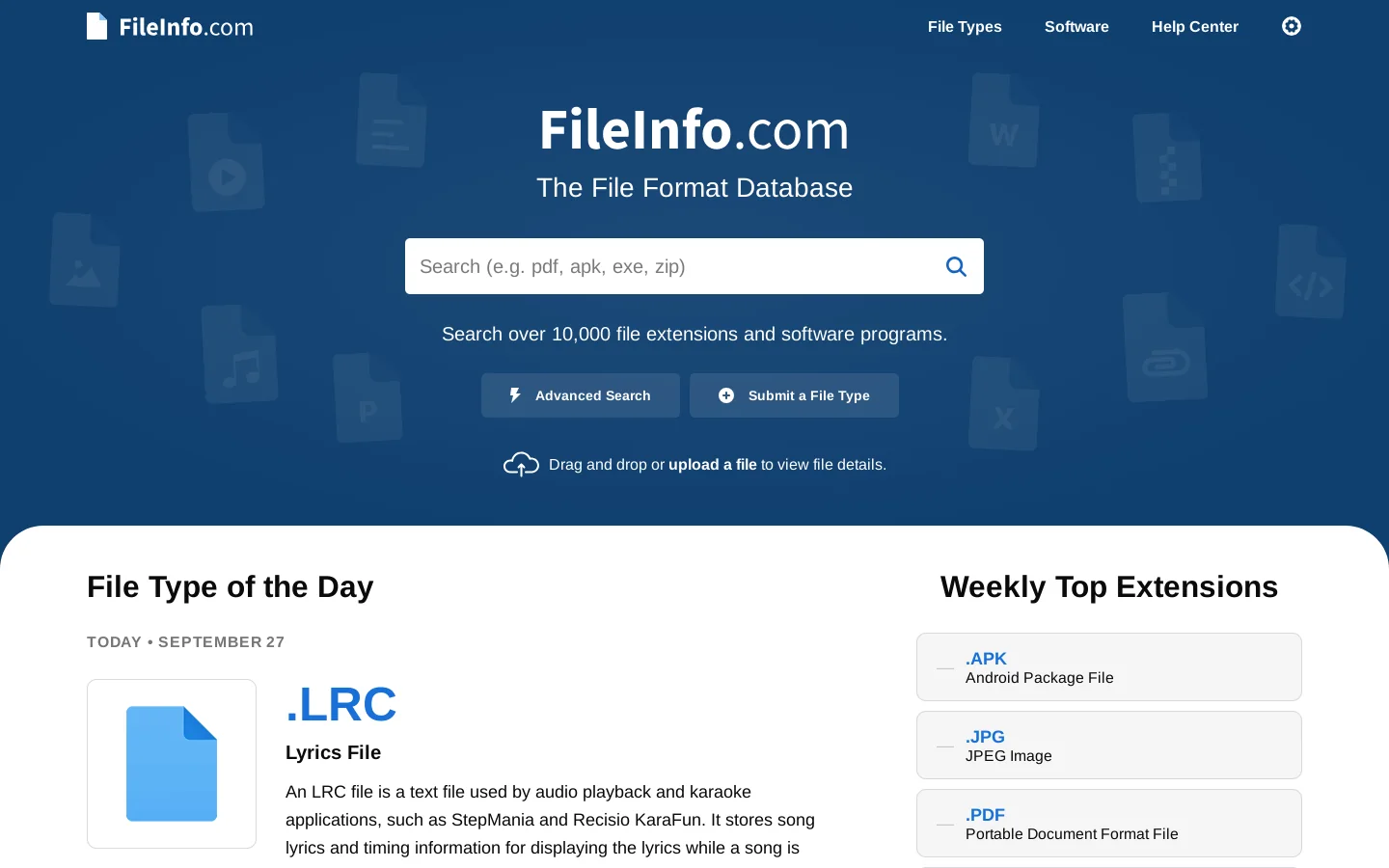 FileInfo.com Homepage screenshot