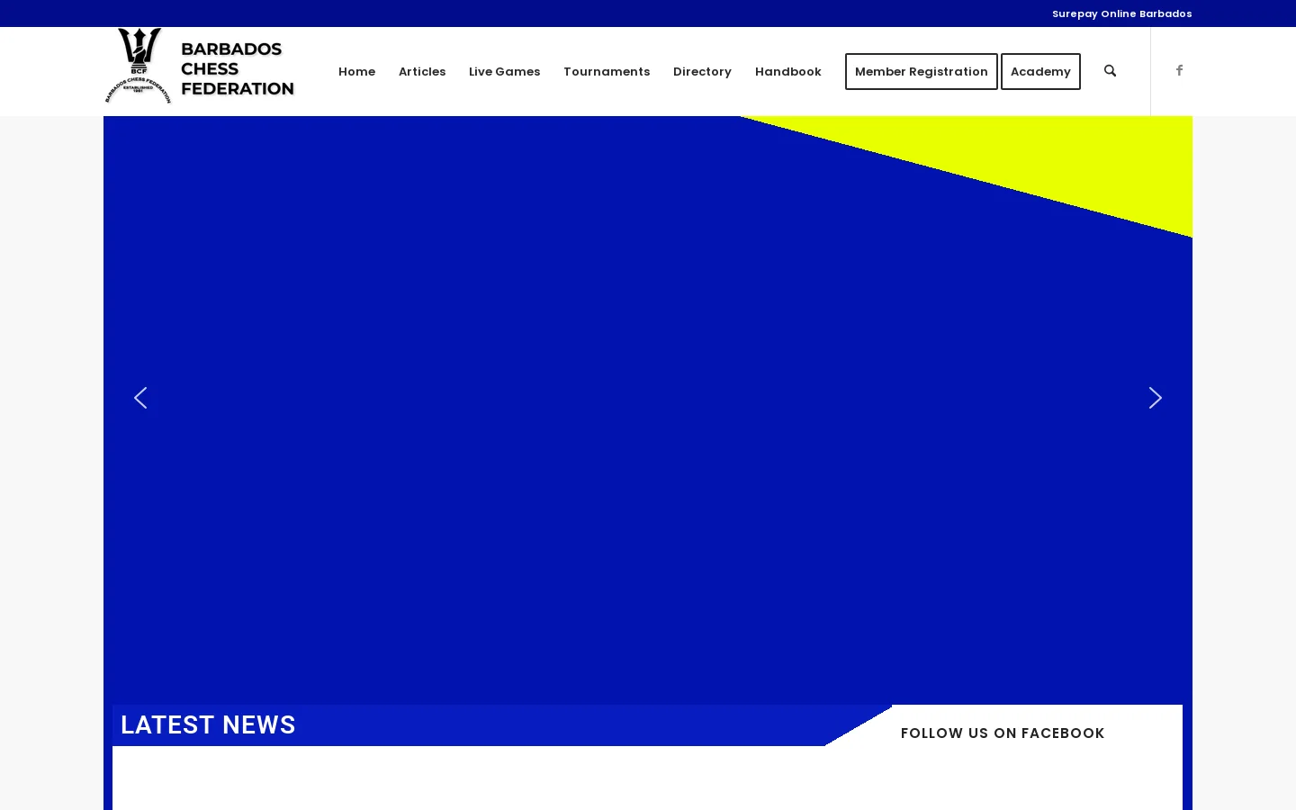 Barbados Chess Federation Homepage screenshot
