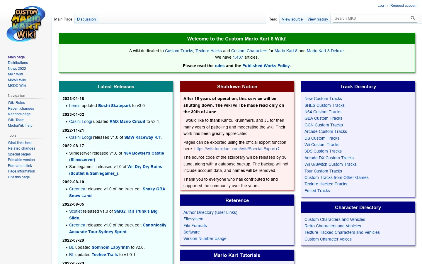 MK8 Homepage screenshot