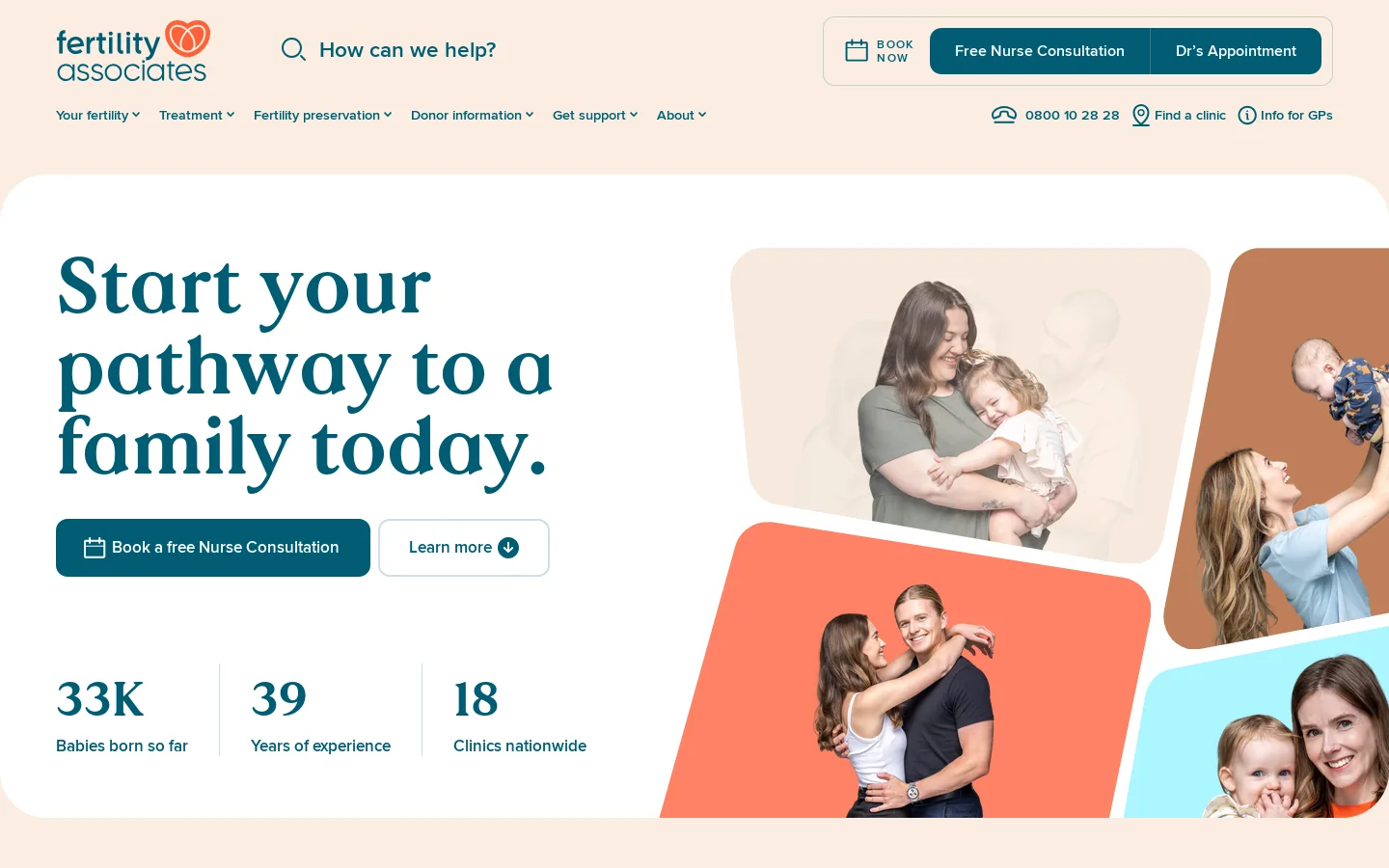 Fertility Associates • The very best fertility treatment, technology, expertise and care Homepage screenshot