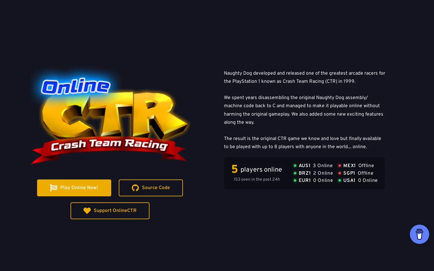 OnlineCTR Homepage screenshot