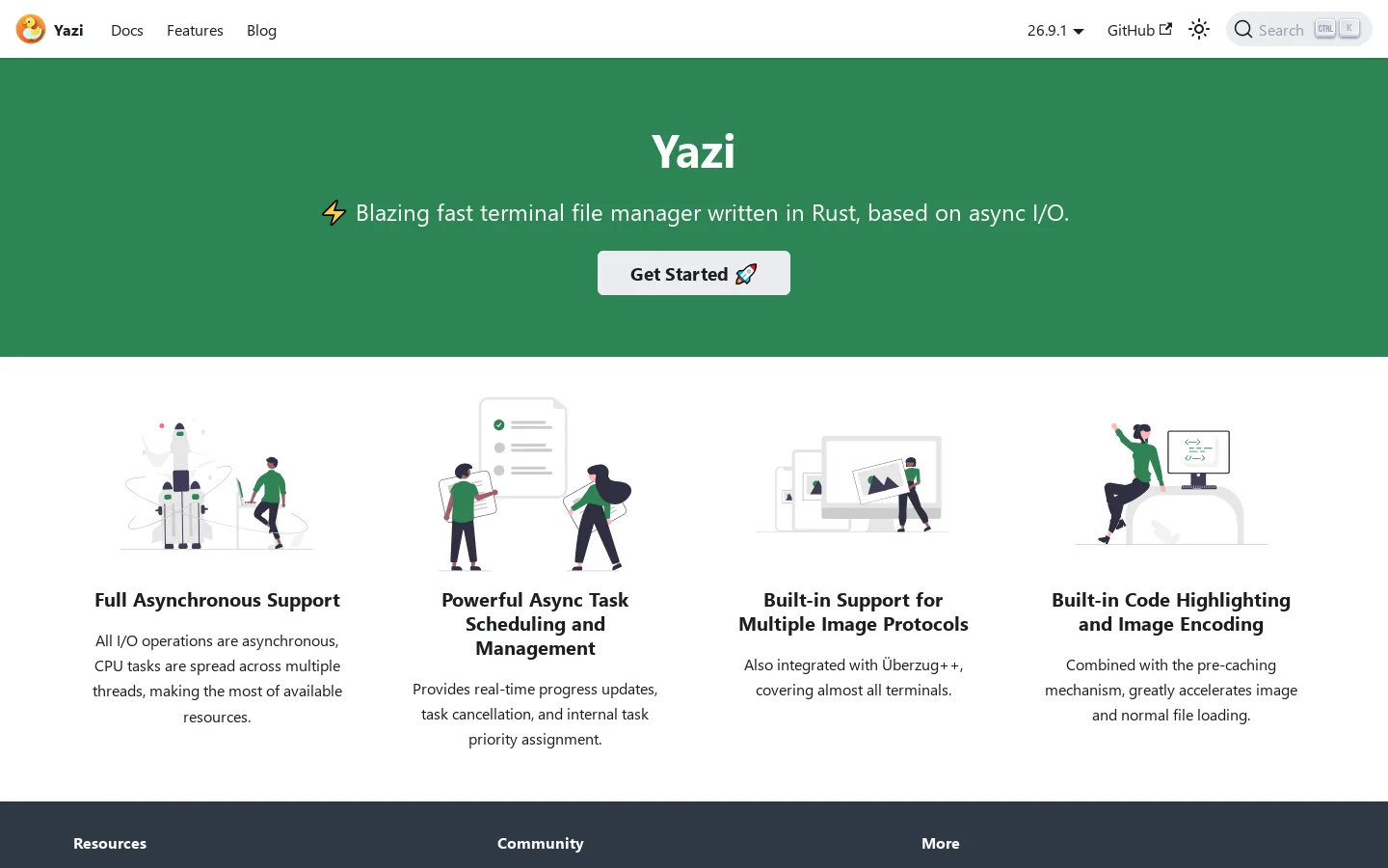 Yazi Homepage screenshot