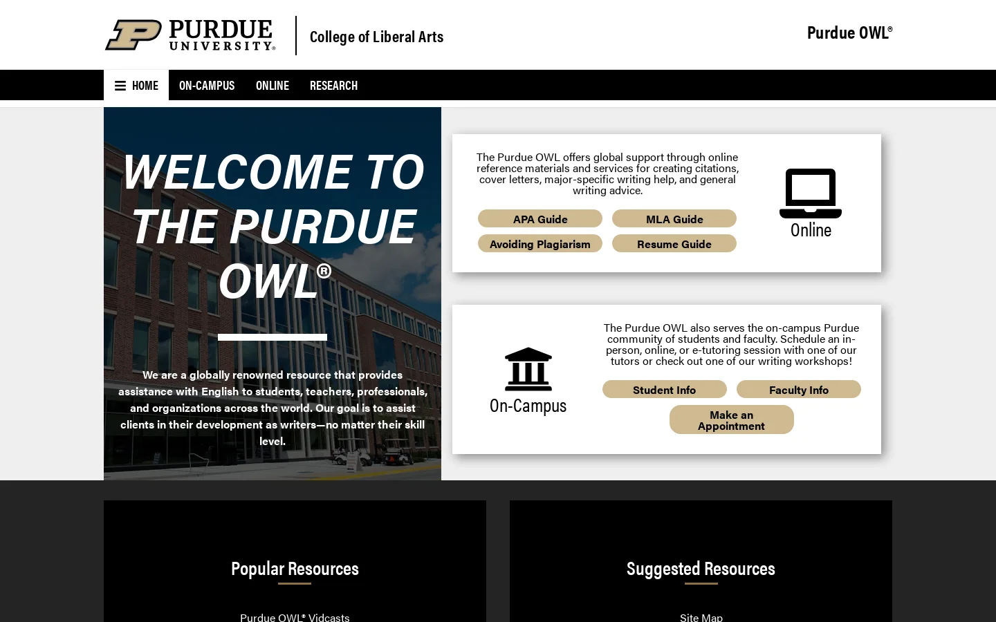 Purdue OWL® - Purdue OWL® - Purdue University Homepage screenshot