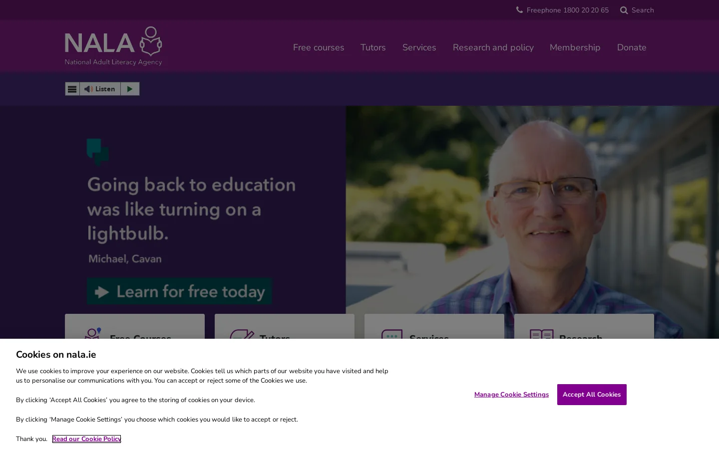 NALA.ie Homepage screenshot