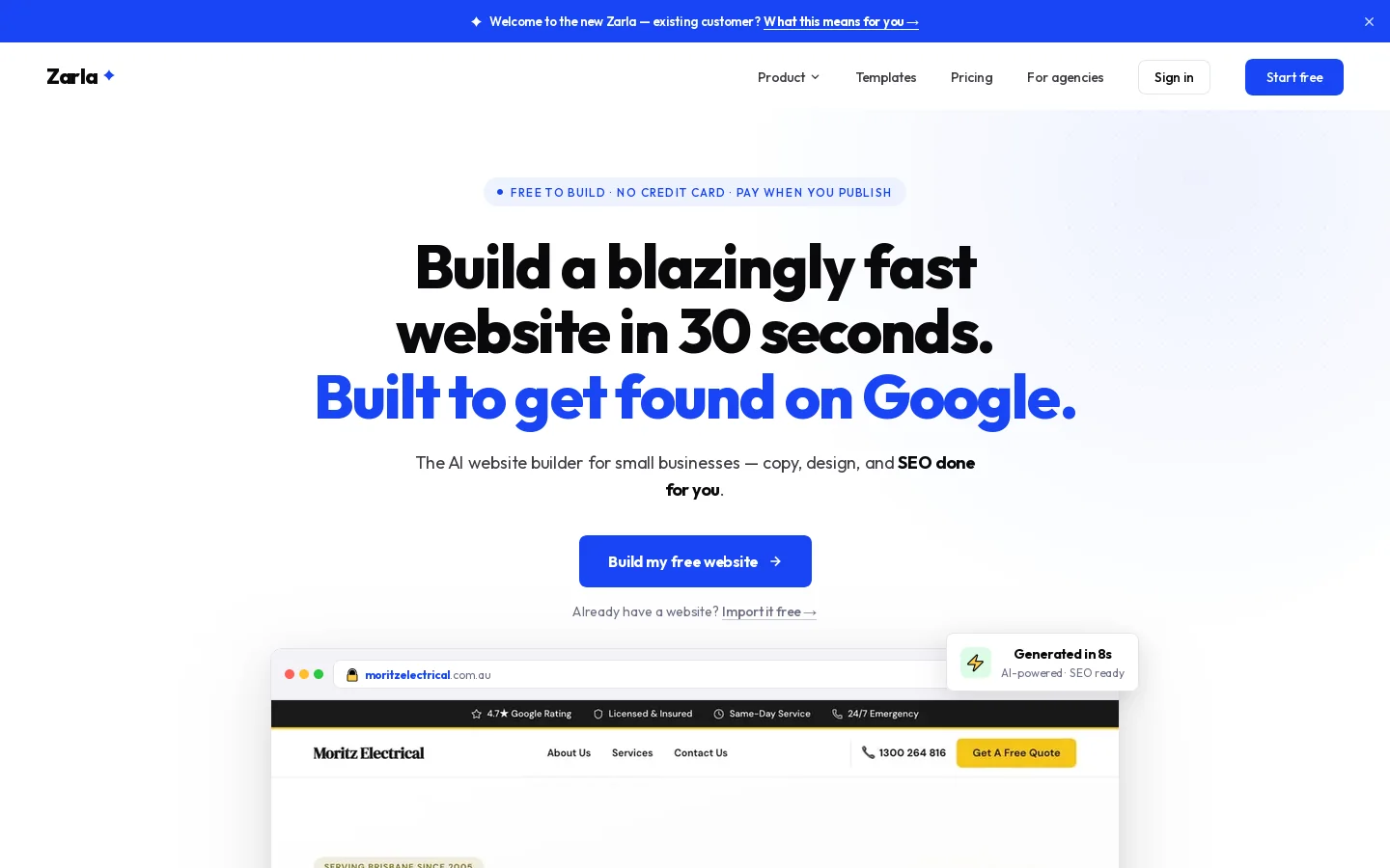 Zarla Homepage screenshot