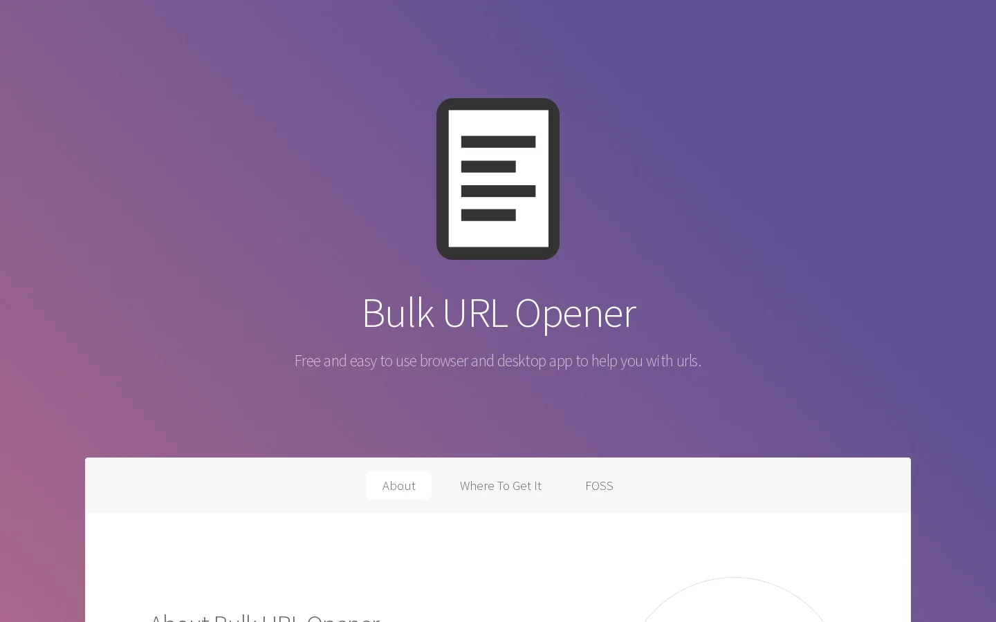 Bulk URL Opener Homepage screenshot