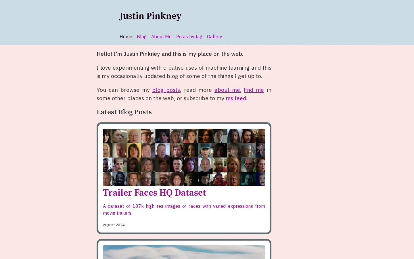Justin Pinkney Homepage screenshot