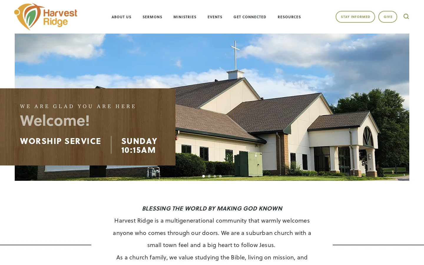 Harvest Ridge Covenant Church Homepage screenshot