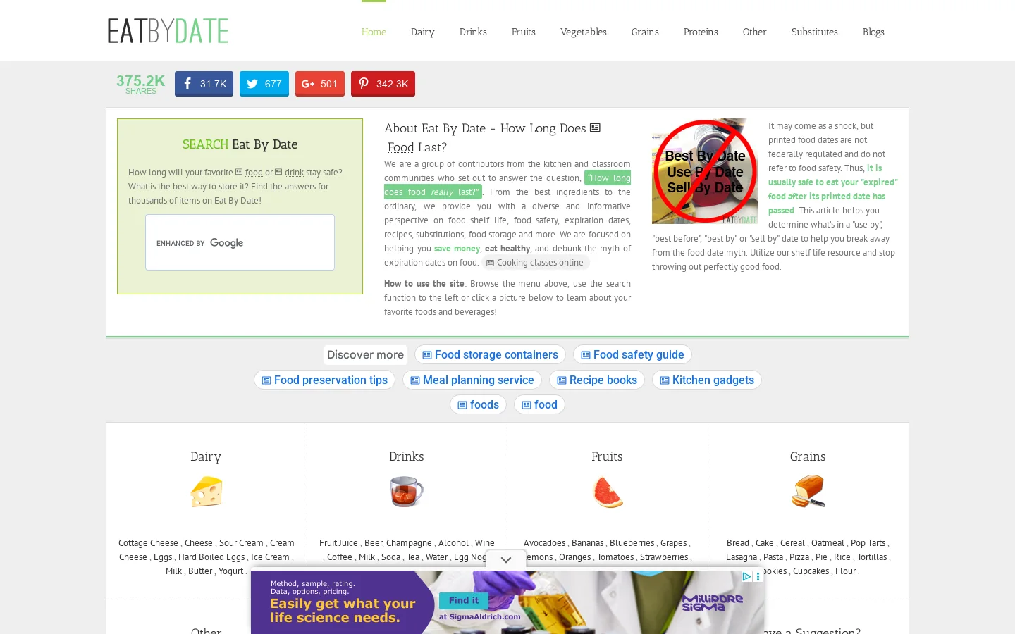 How Long Does Food Last? Guide to Shelf Life & Expiration Homepage screenshot