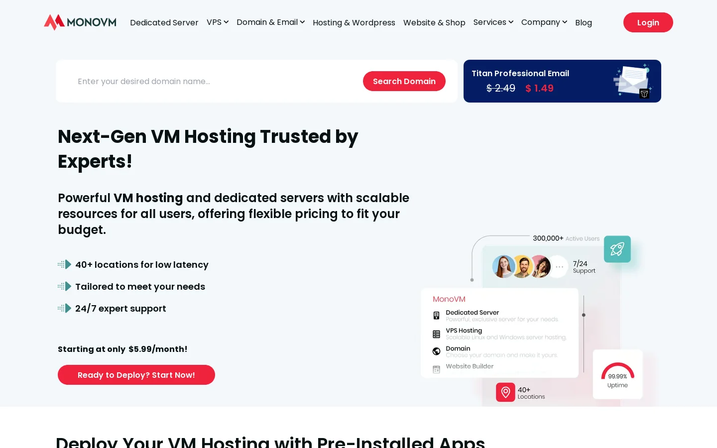 MonoVM Homepage screenshot