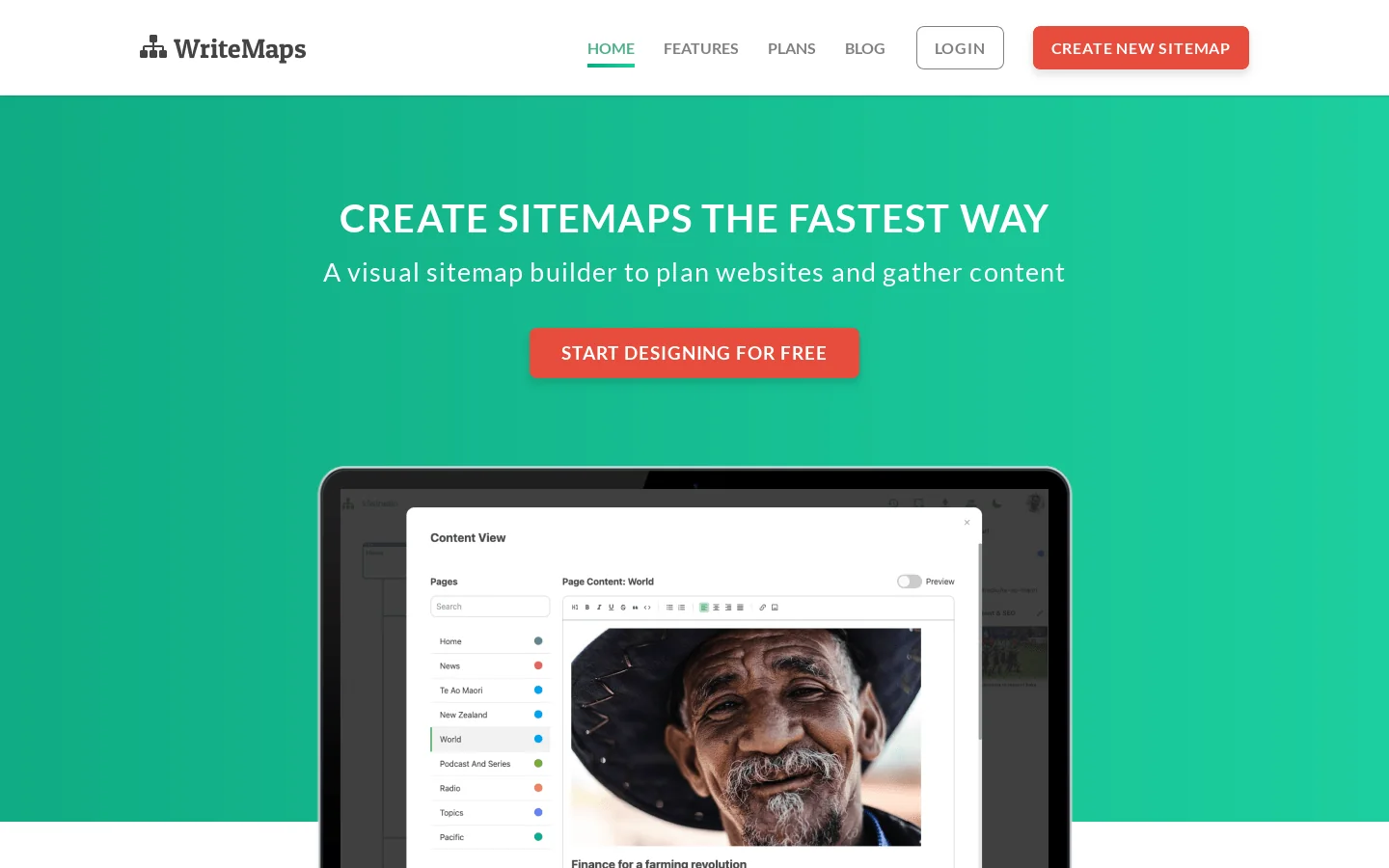 WriteMaps Homepage screenshot