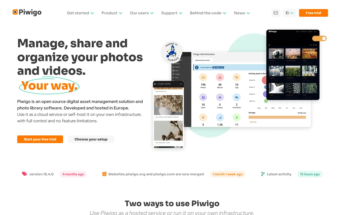 Piwigo Homepage screenshot