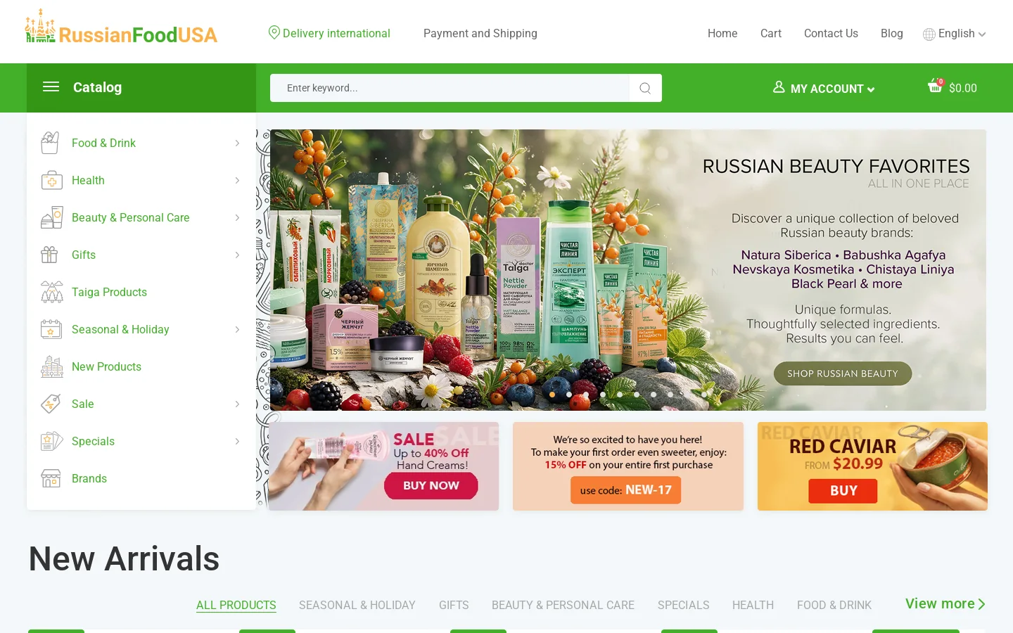 RussianFoodUSA Homepage screenshot