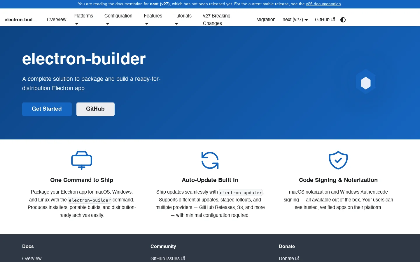 electron-builder Homepage screenshot