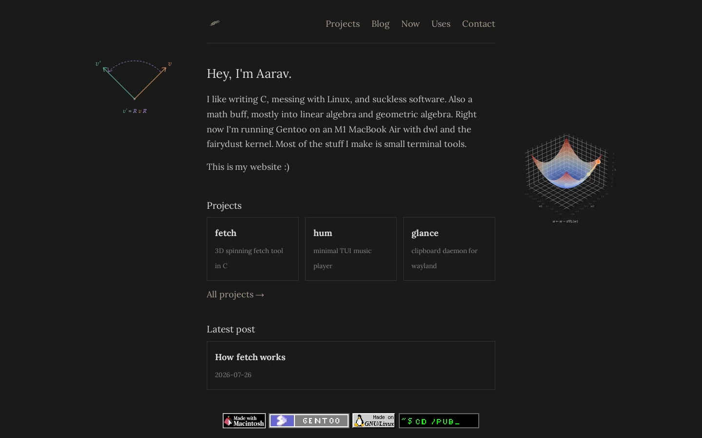 Aarav Homepage screenshot