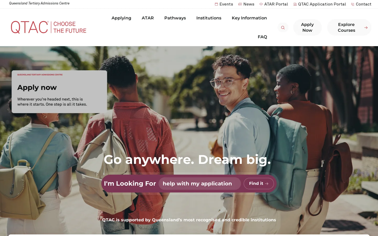 QTAC Homepage screenshot