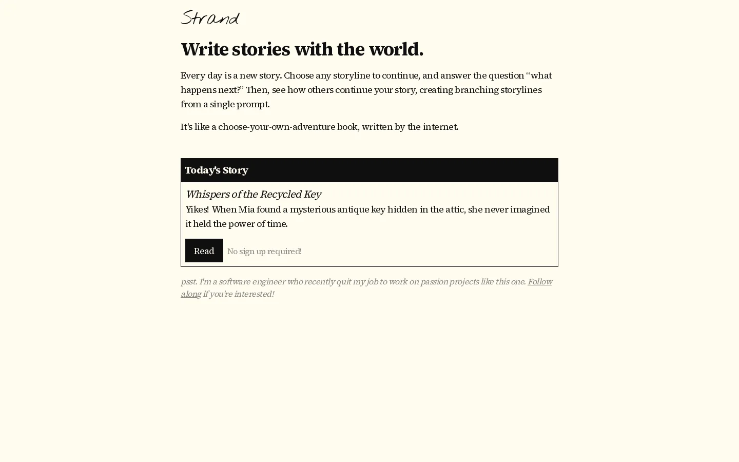 Strand Homepage screenshot