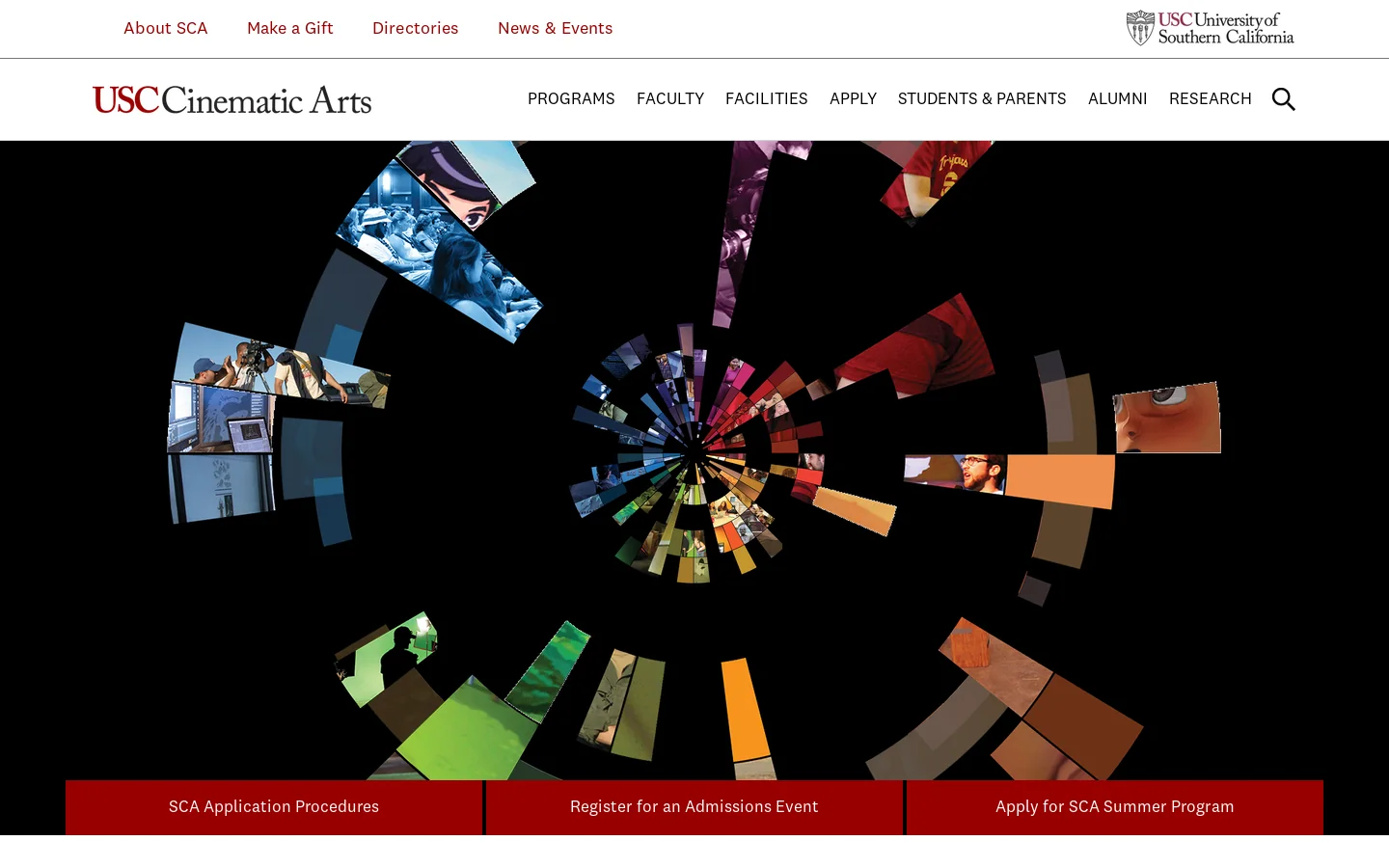 USC Cinematic Arts | Home Homepage screenshot