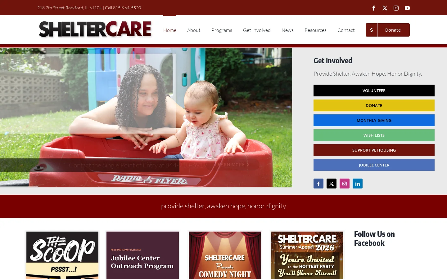 Shelter Care Ministries of Rockford Illinois Homepage screenshot