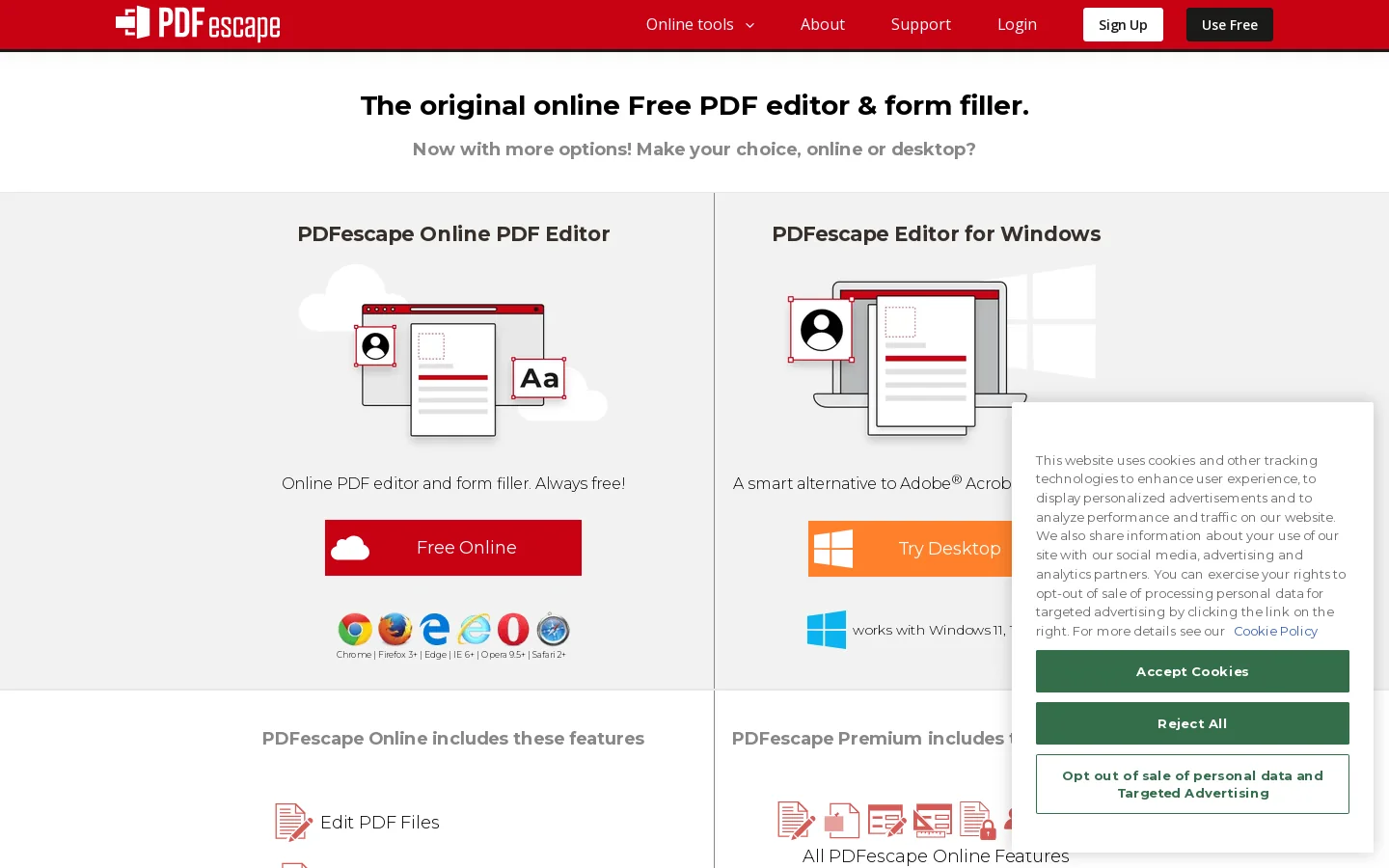 PDFescape Homepage screenshot