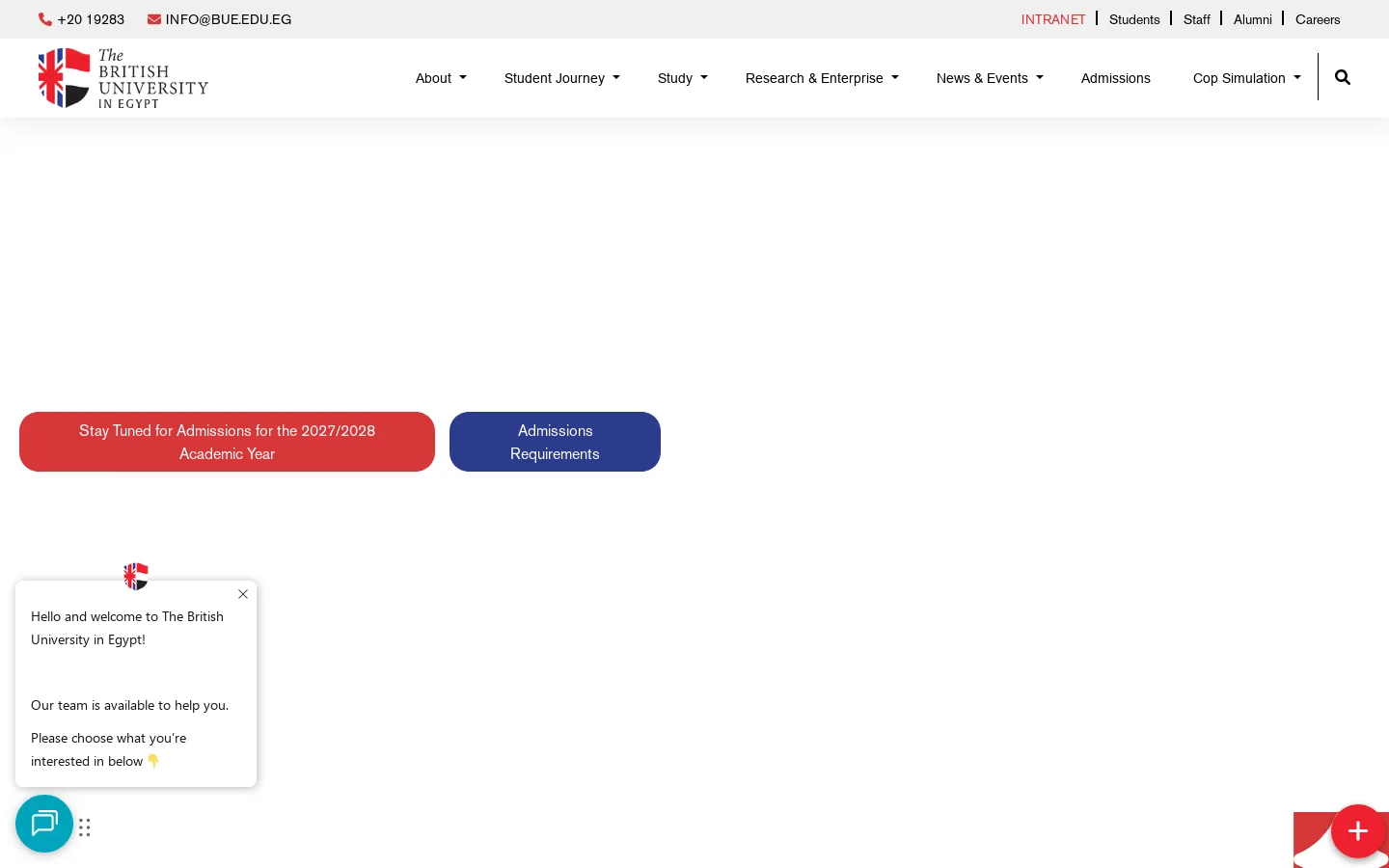 BUE Homepage screenshot