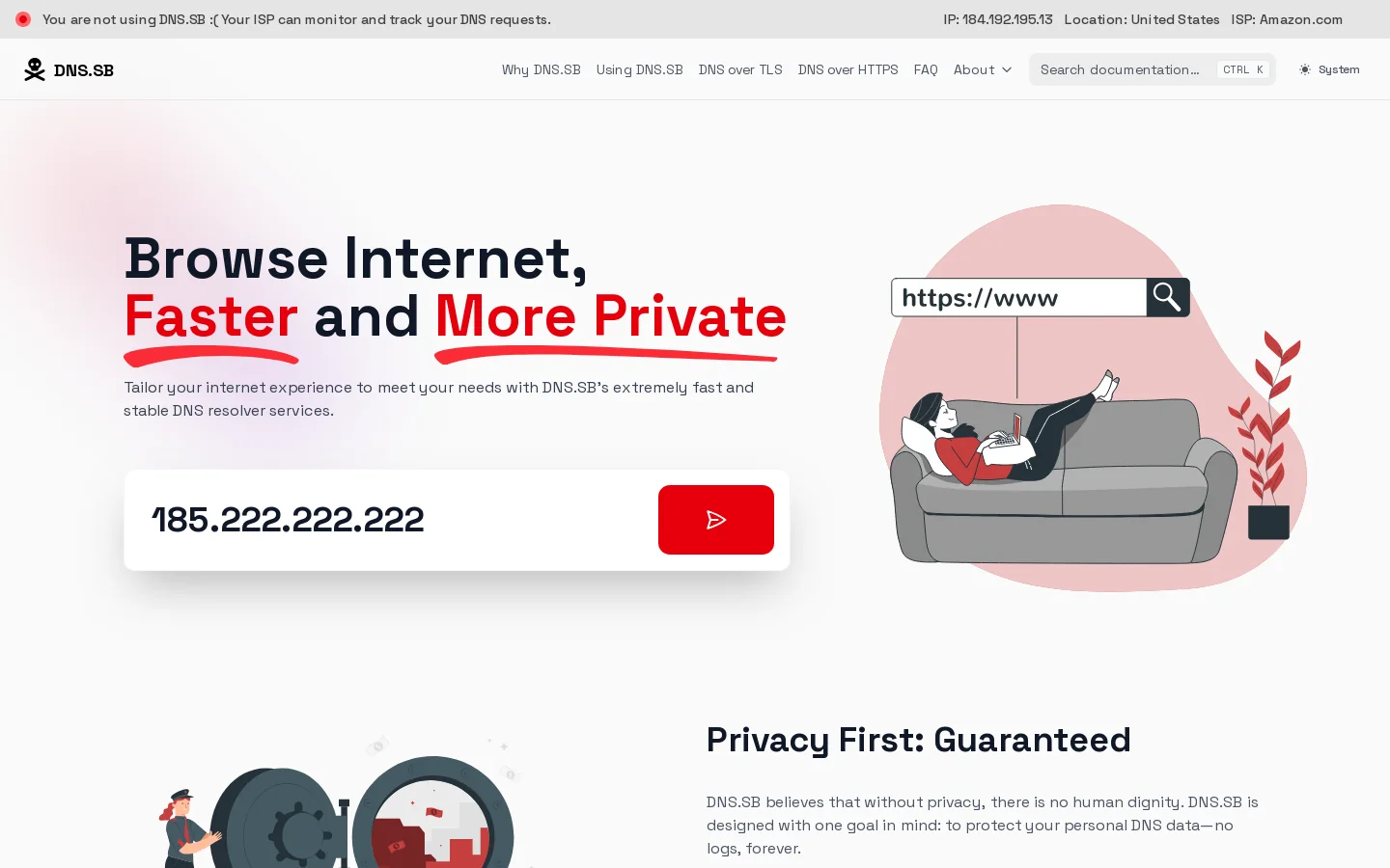 DNS.SB Homepage screenshot