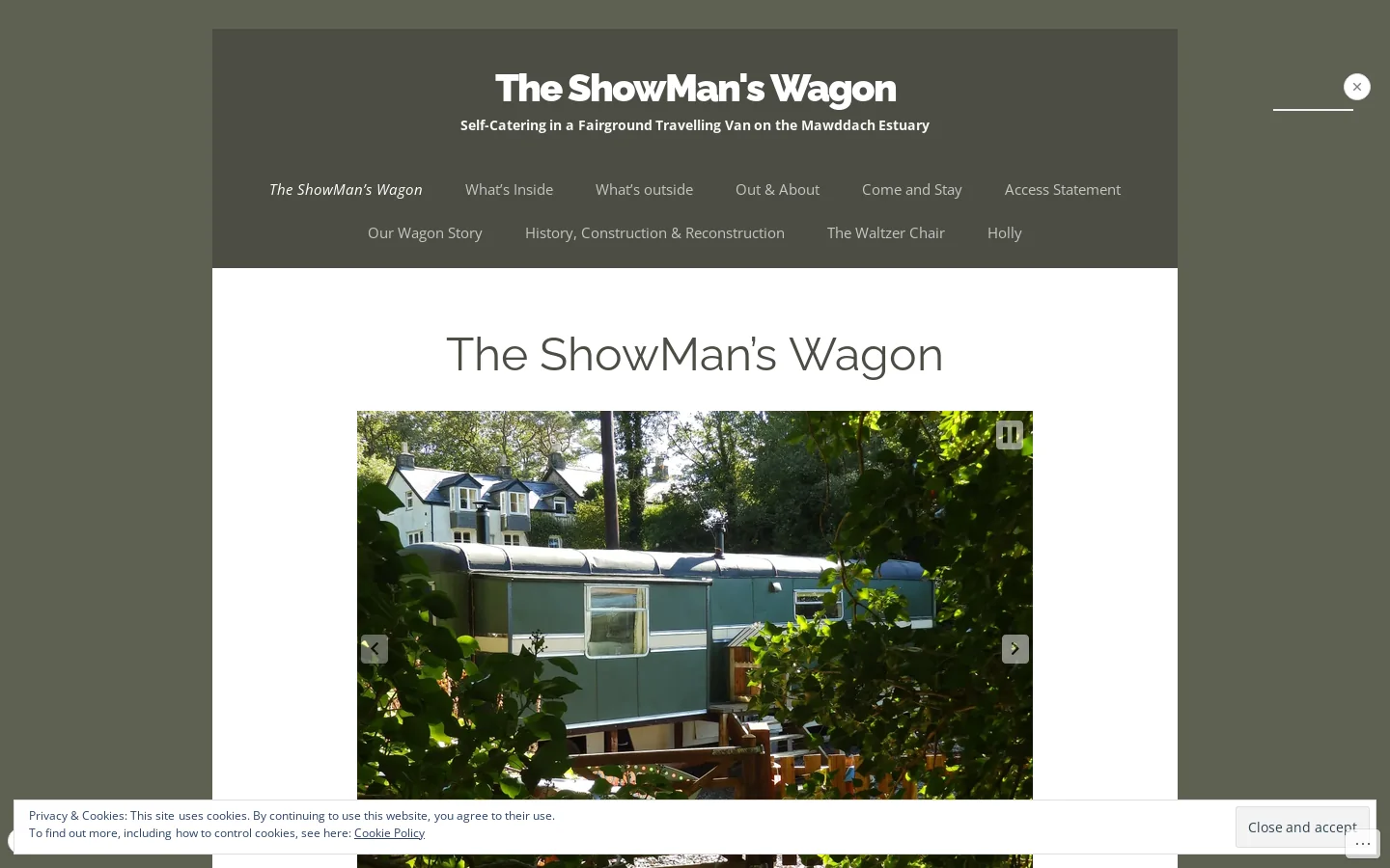 The ShowMan's Wagon | Self-Catering in a Fairground Travelling Van on the Mawddach Estuary Homepage screenshot