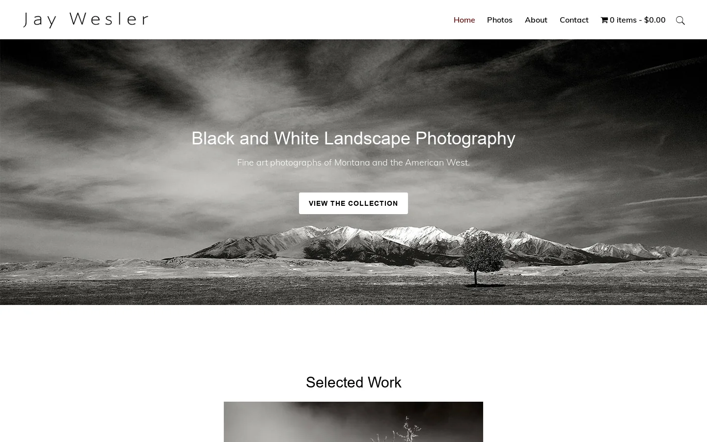 Black & White Landscape Photography by Jay Wesler Homepage screenshot