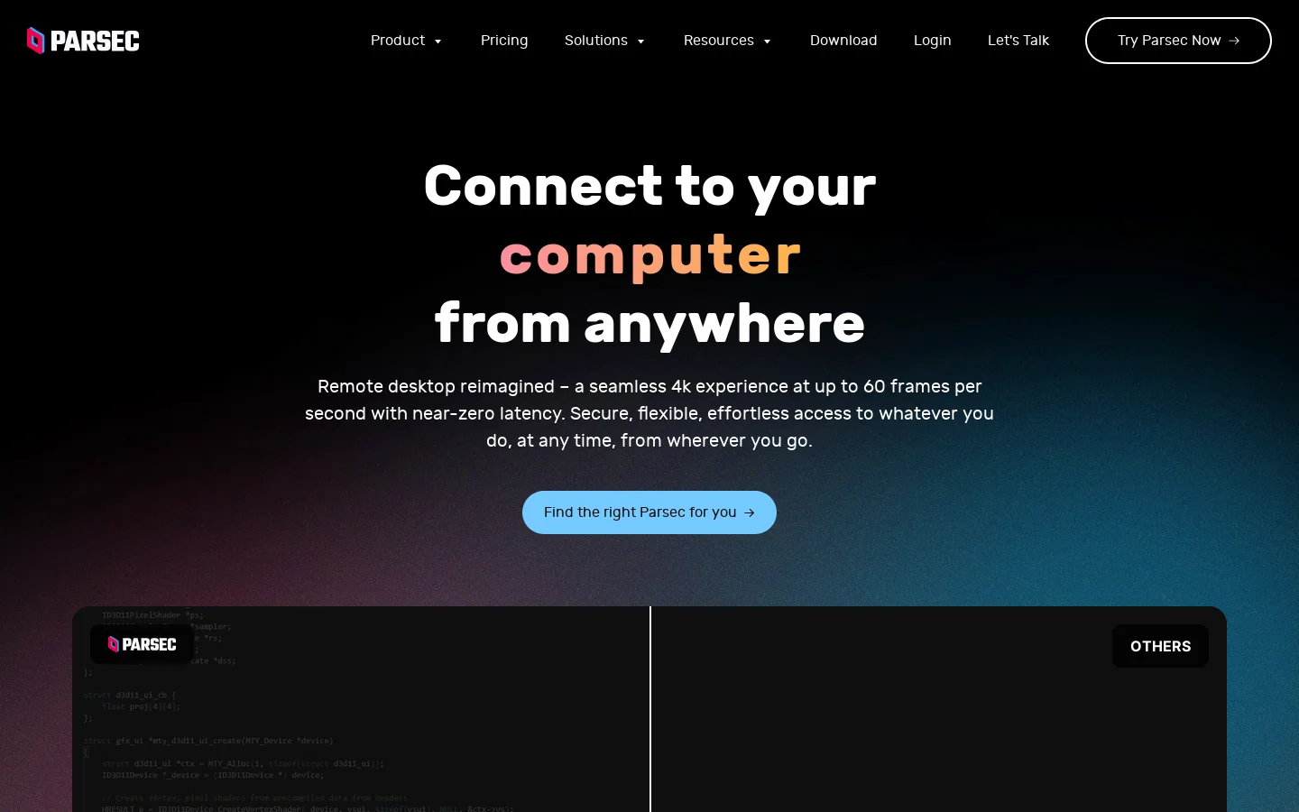Parsec Homepage screenshot
