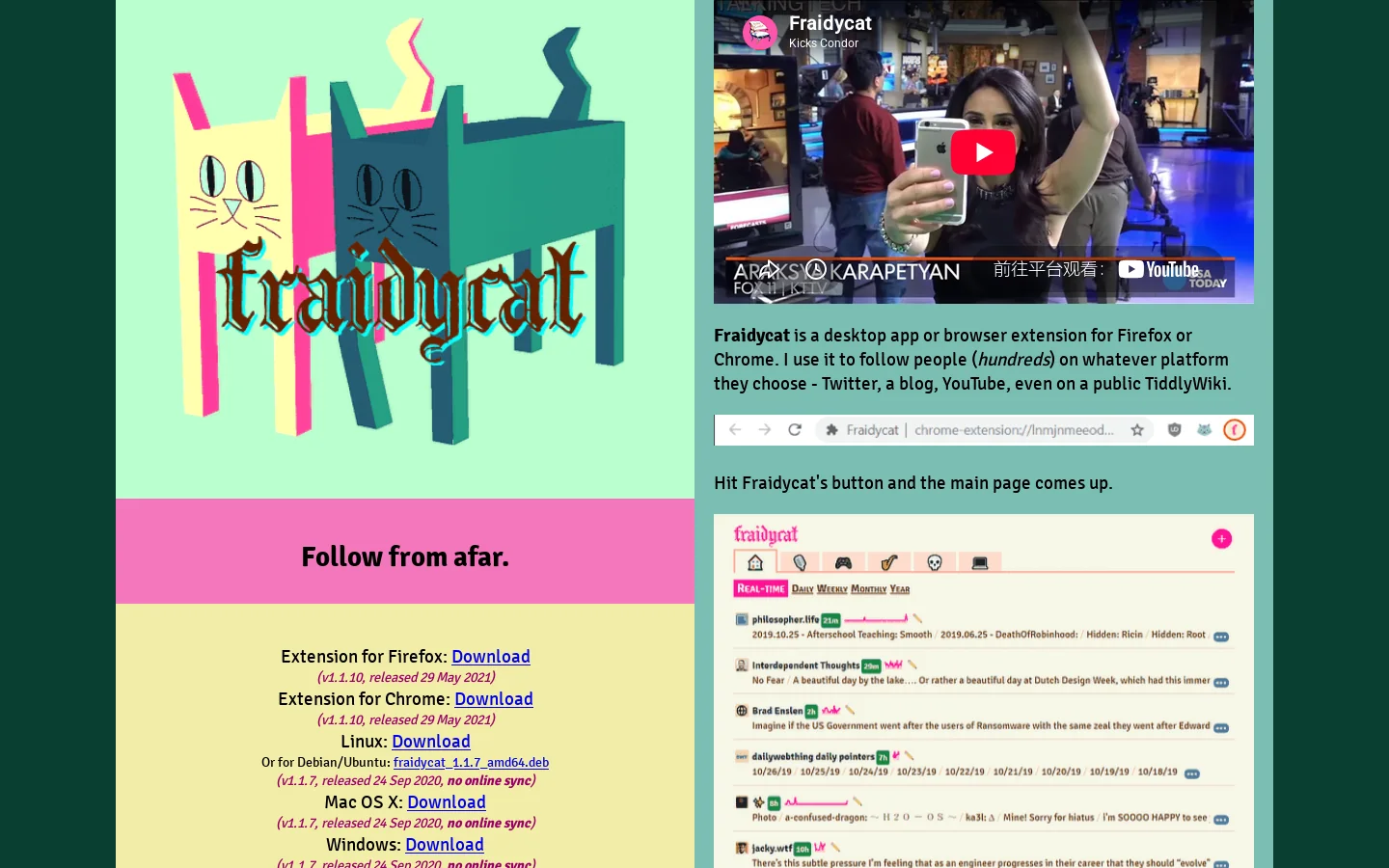 Fraidycat Homepage screenshot