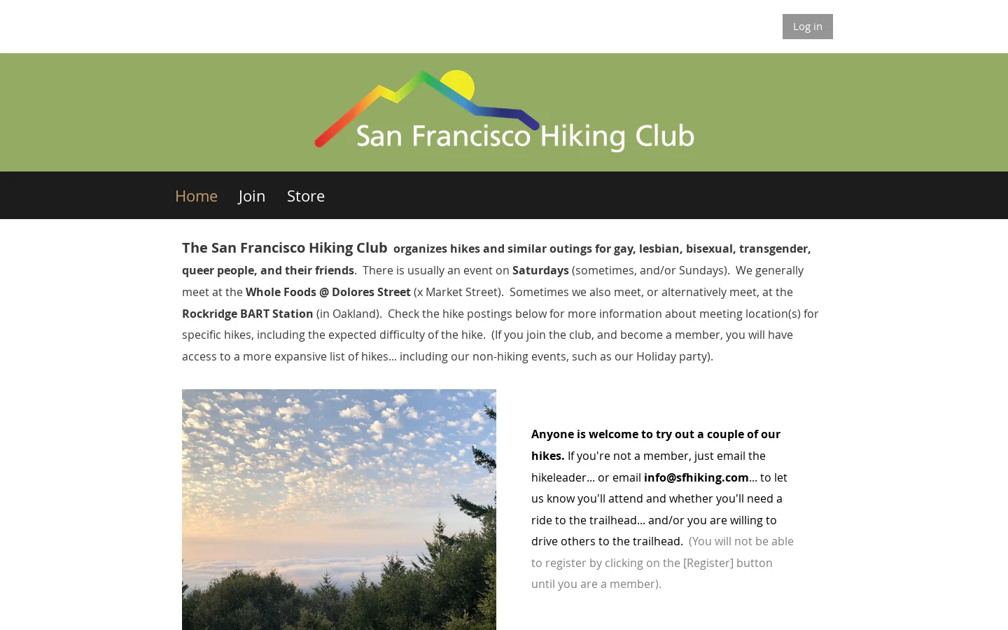 San Francisco Hiking Club - Home Homepage screenshot