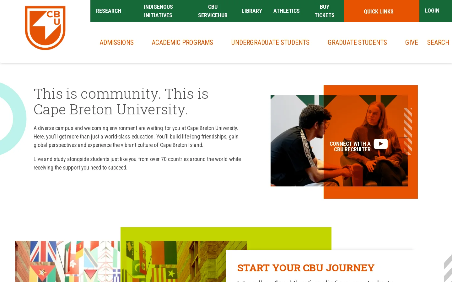 Cape Breton University : Cape Breton University Homepage screenshot