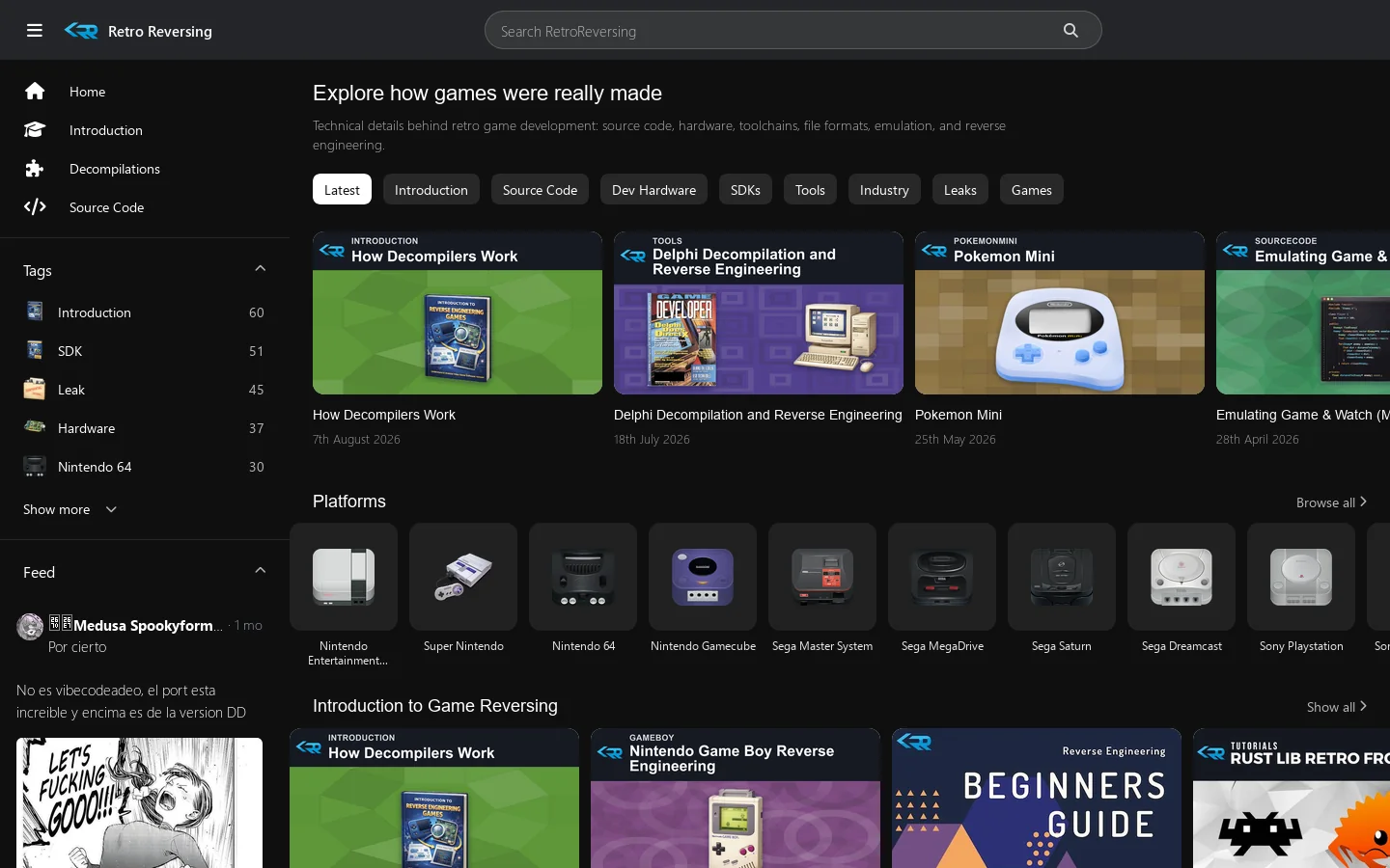 Retro Reversing (Reverse Engineering) Homepage screenshot
