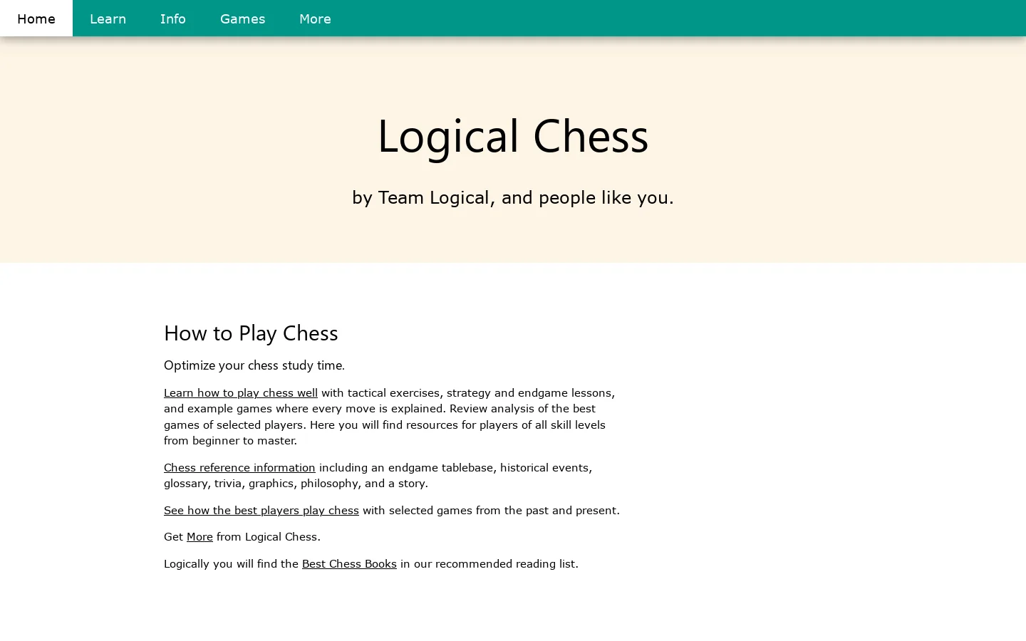 Logical Chess Homepage screenshot