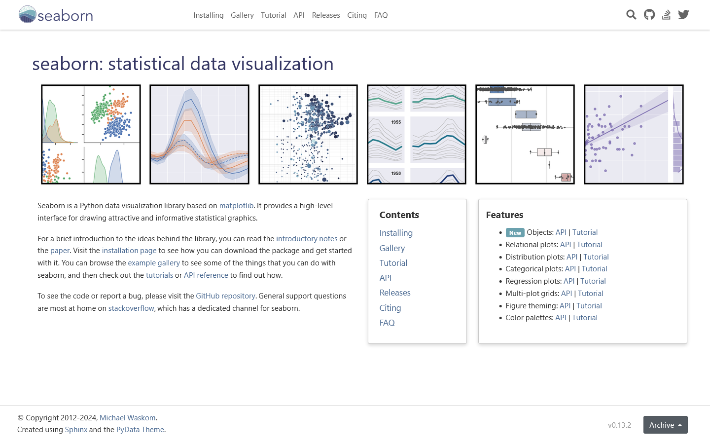 seaborn Homepage screenshot
