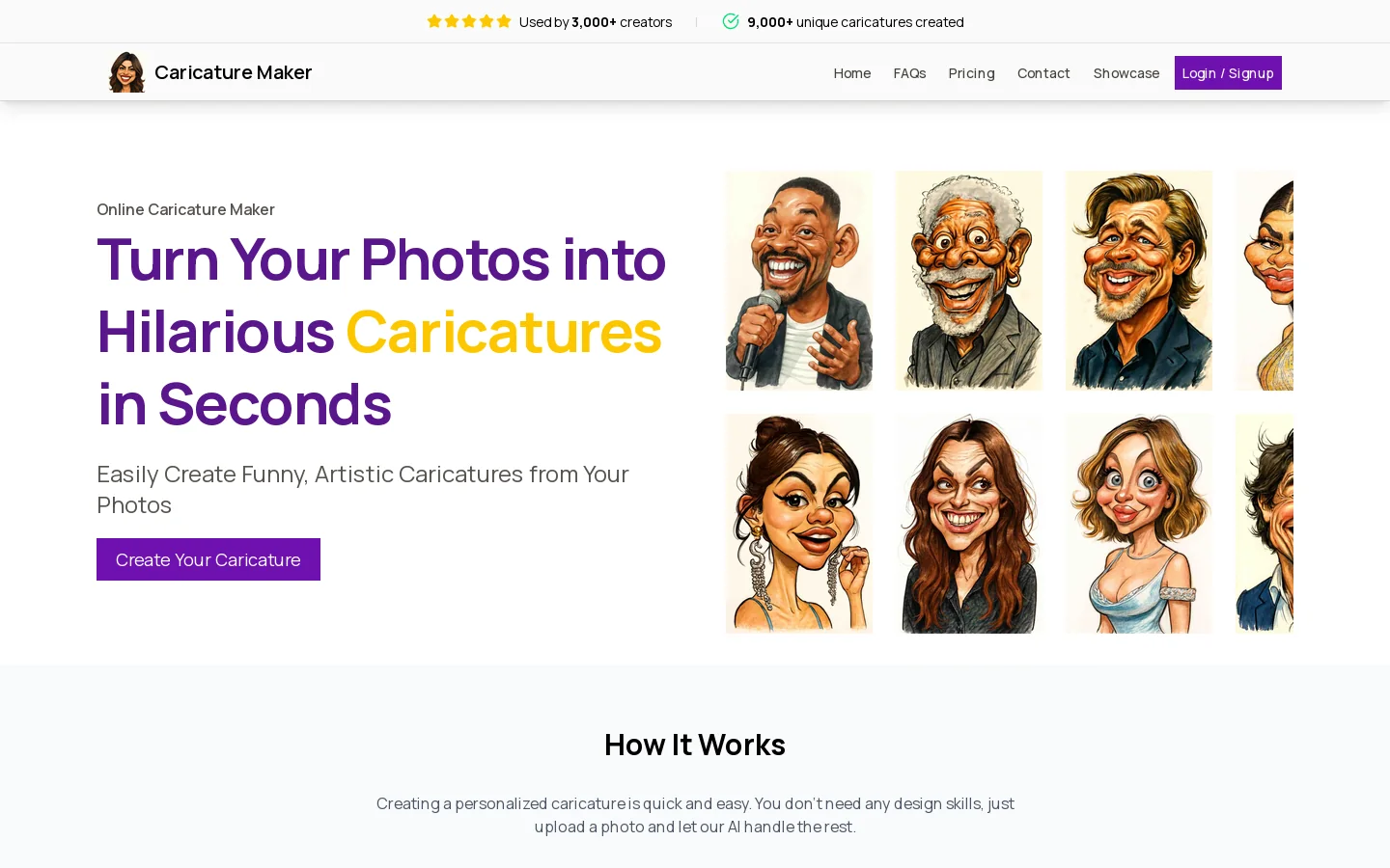 Caricature Maker Homepage screenshot