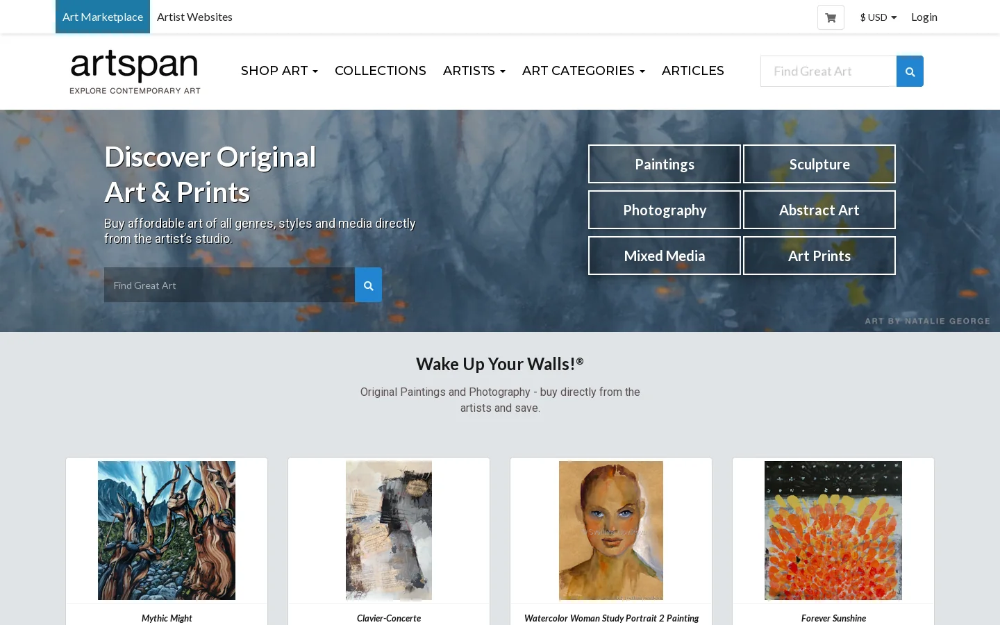Art for Sale - Buy Prints or Originals Direct from the Artist Homepage screenshot
