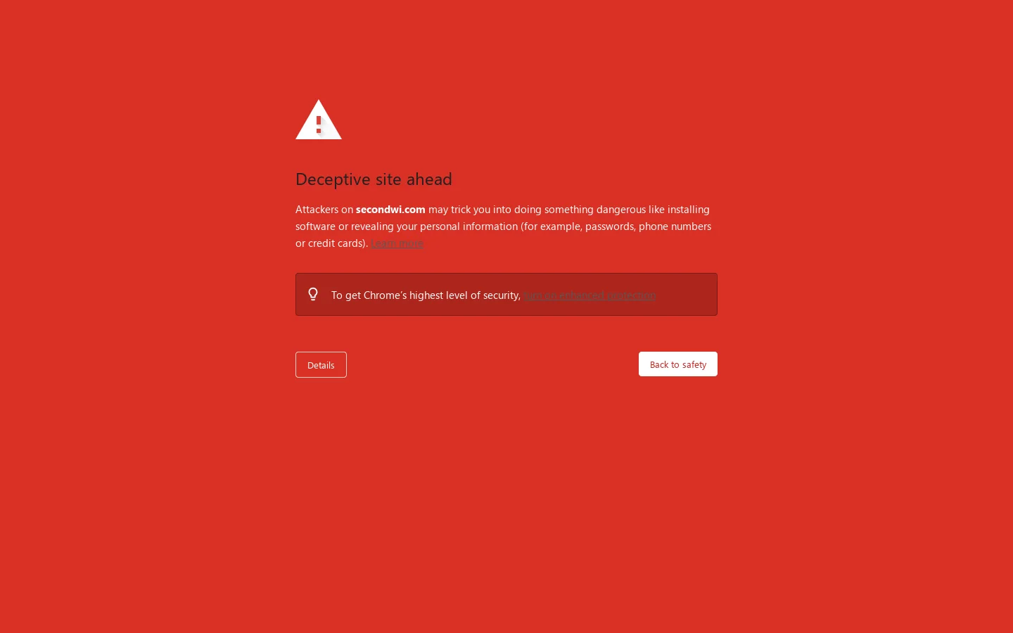 Security error Homepage screenshot