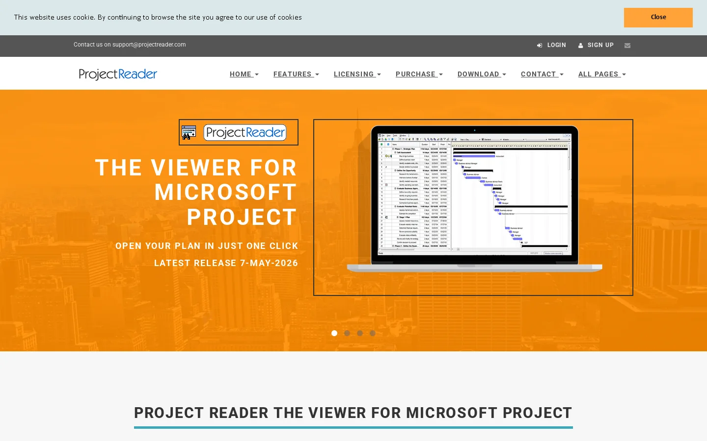 Project Reader Homepage screenshot