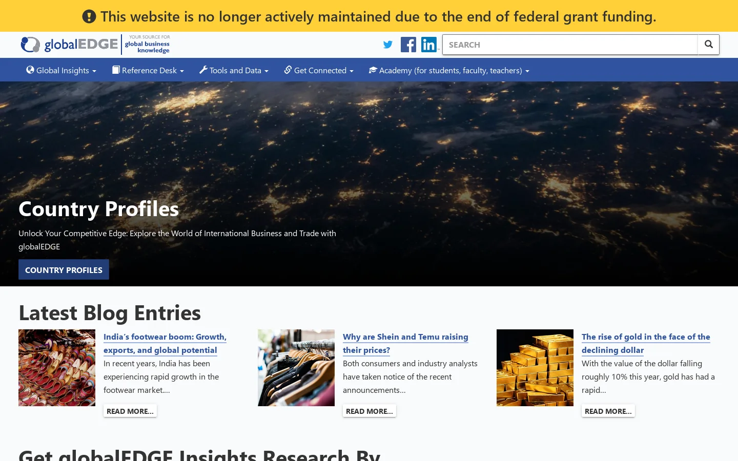 globalEDGE Homepage screenshot