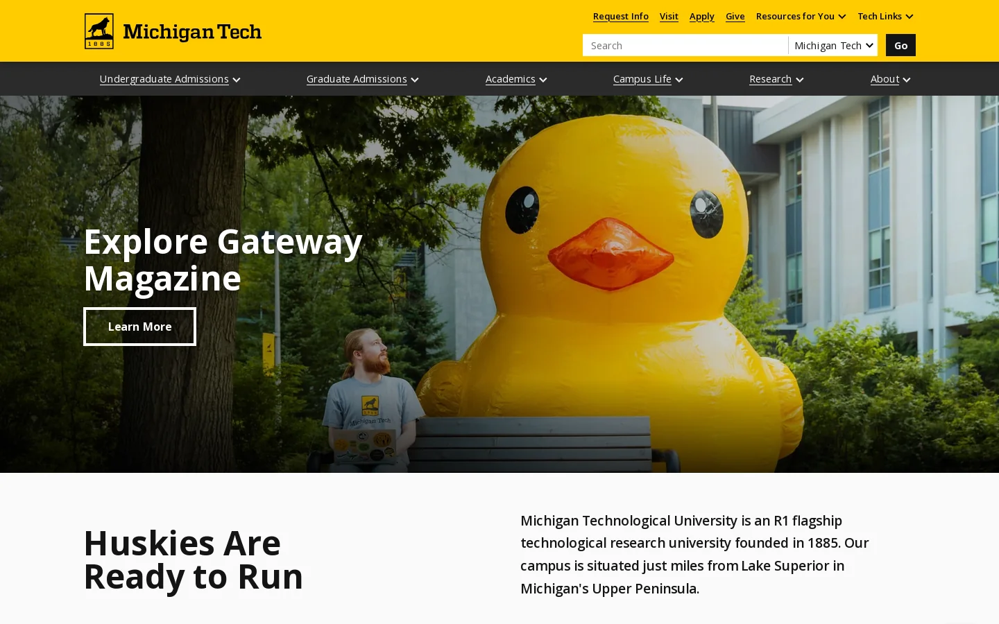 Michigan Technological University Homepage screenshot