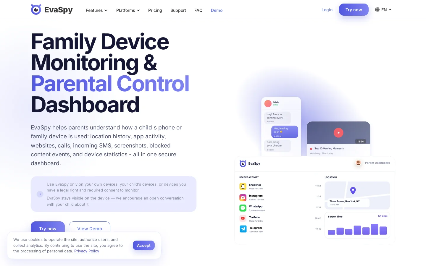 EvaSpy Homepage screenshot