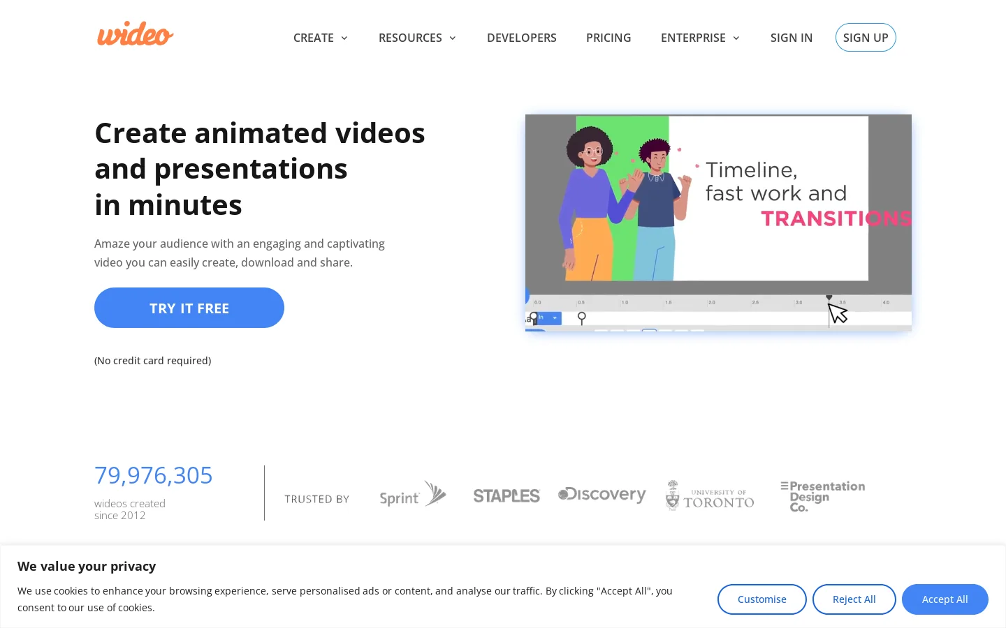 Wideo Homepage screenshot