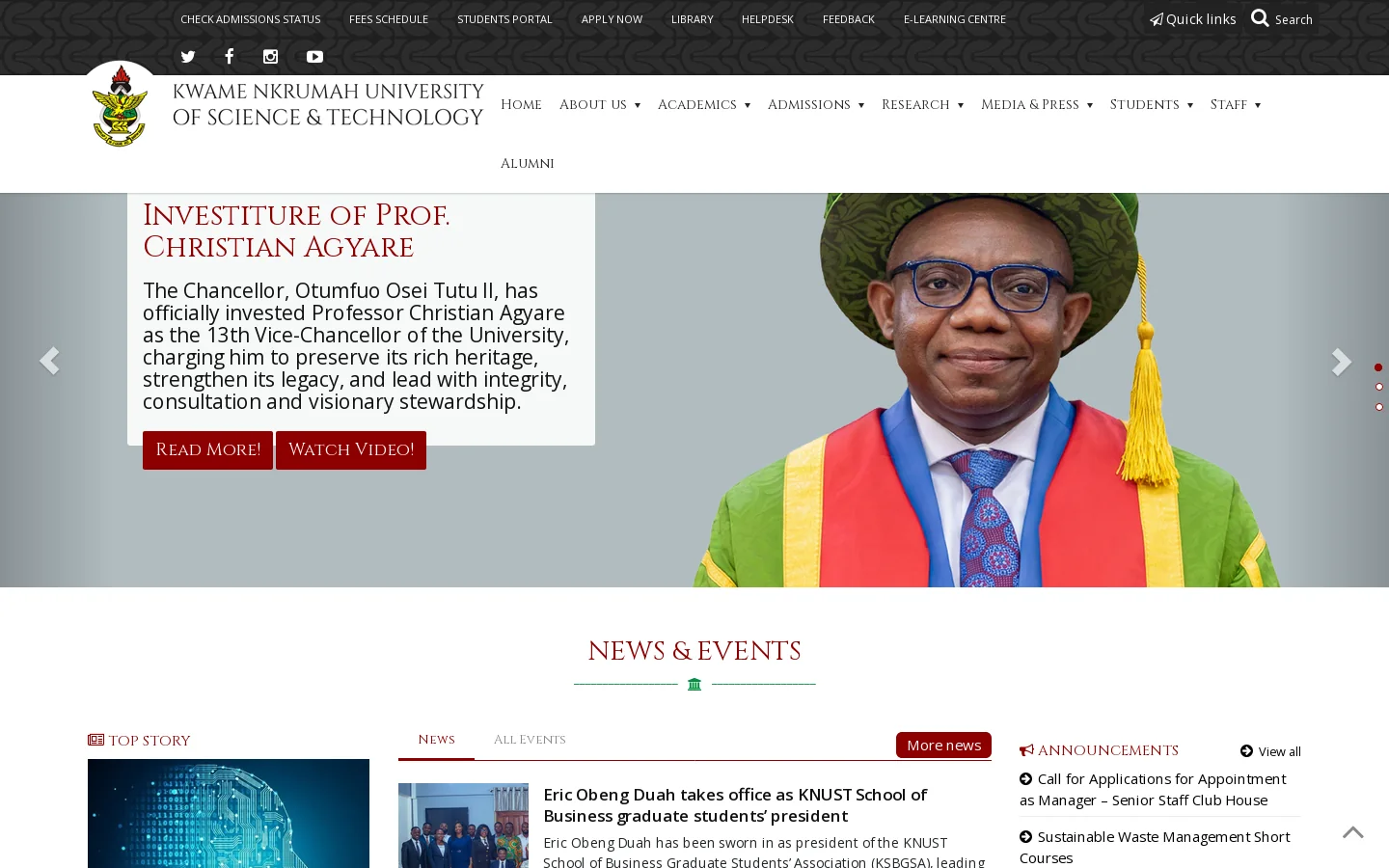 Home | Kwame Nkrumah University of Science and Technology Homepage screenshot