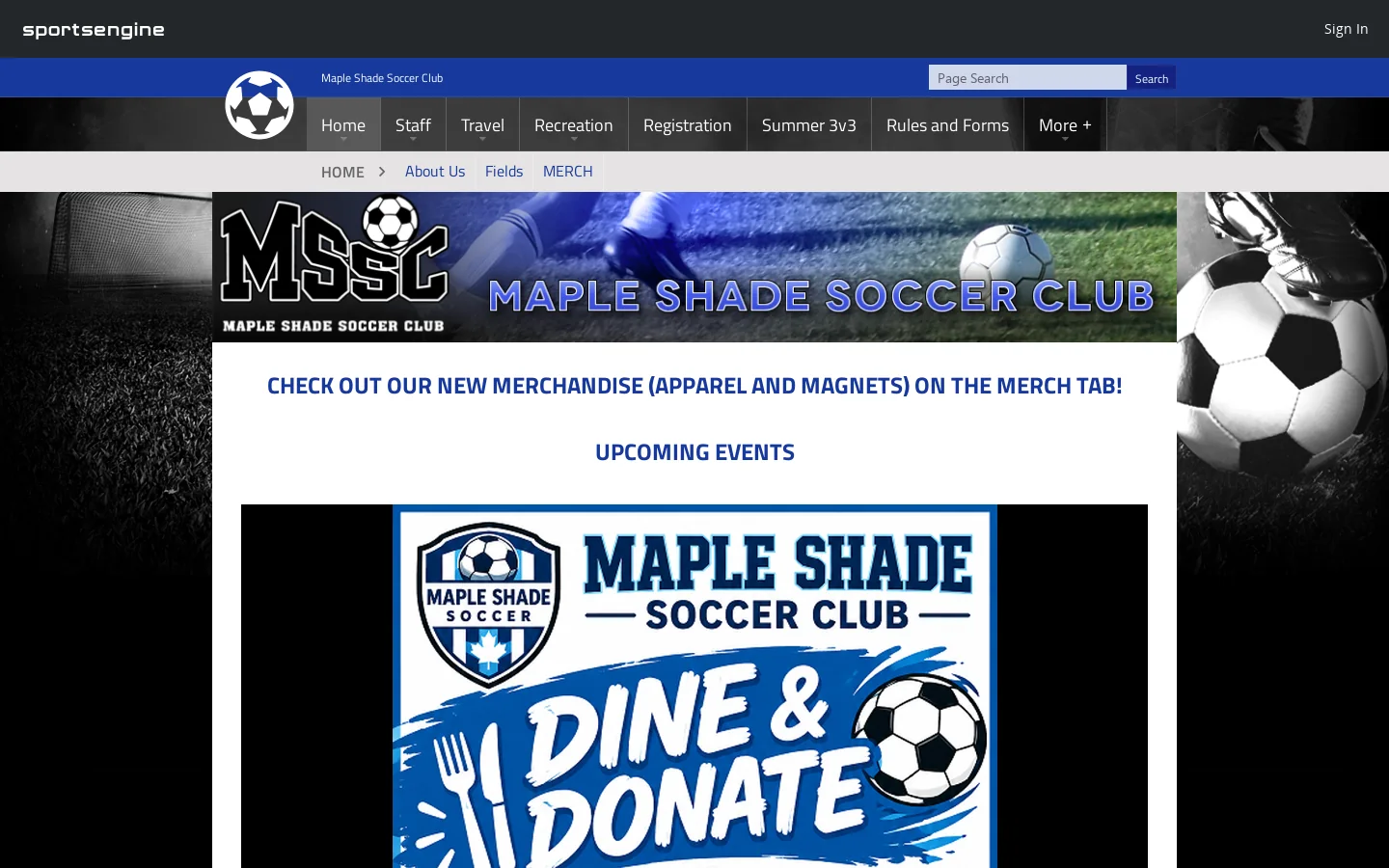 Maple Shade Soccer Club Homepage screenshot