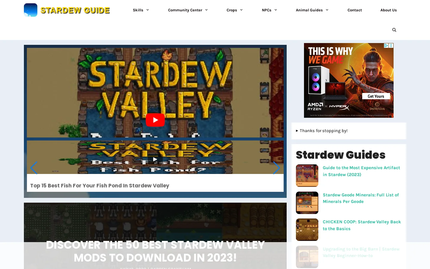 Stardew Guide Homepage screenshot
