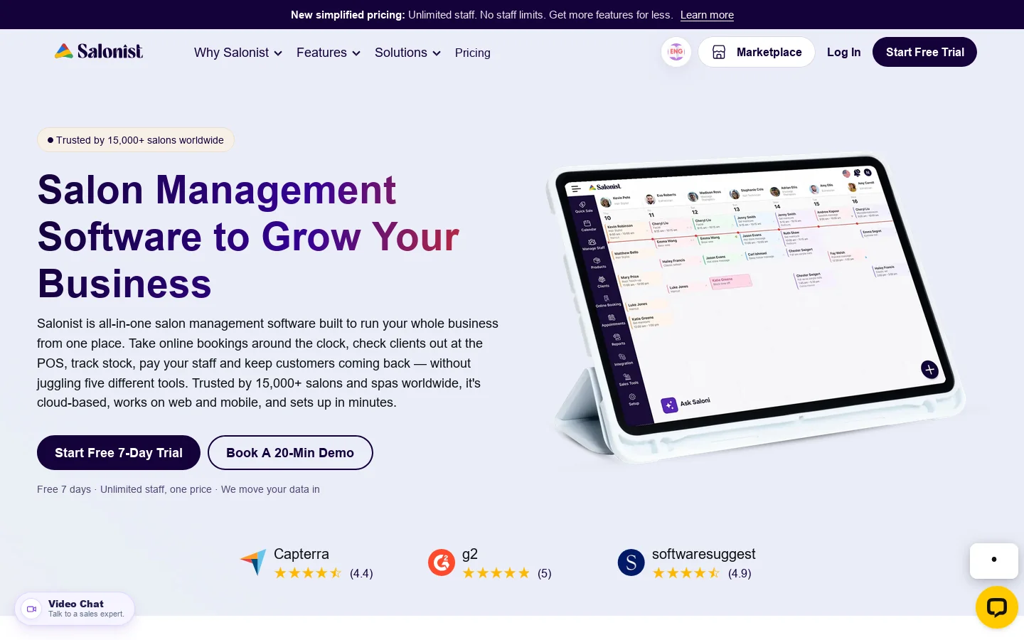 Salonist Homepage screenshot