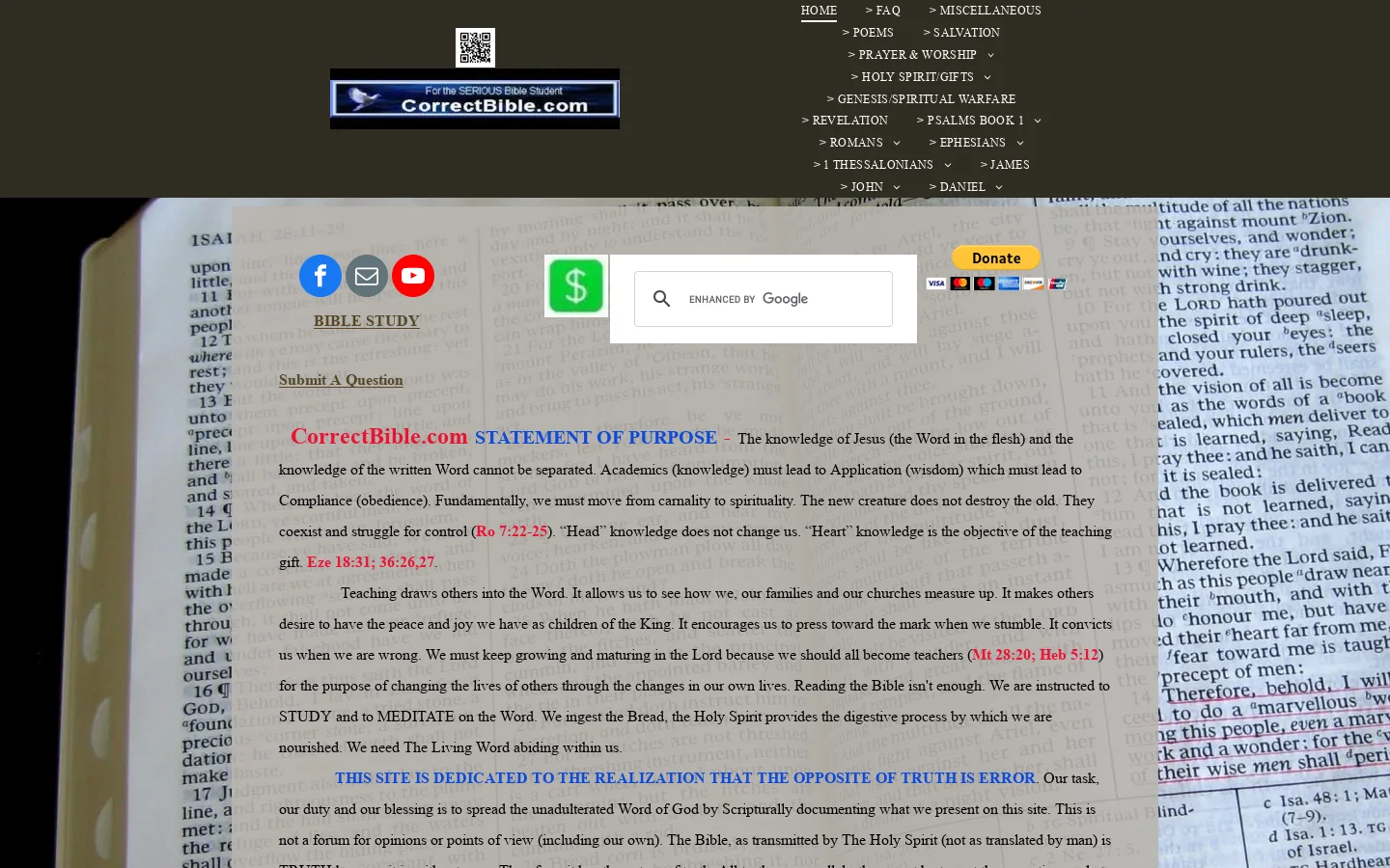 CorrectBible.com Homepage screenshot
