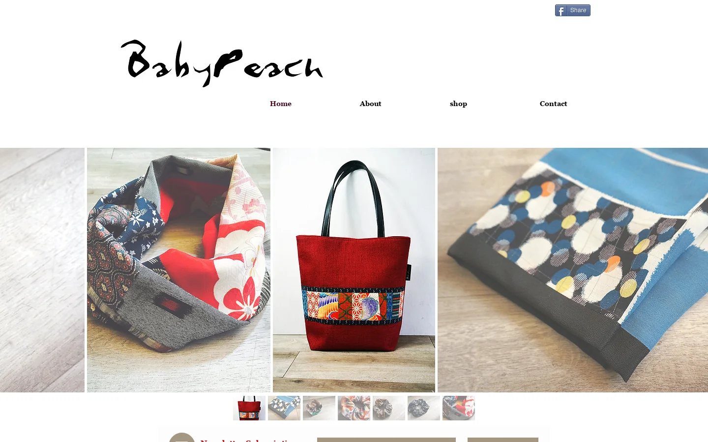 BabyPeach Handmade bags Homepage screenshot