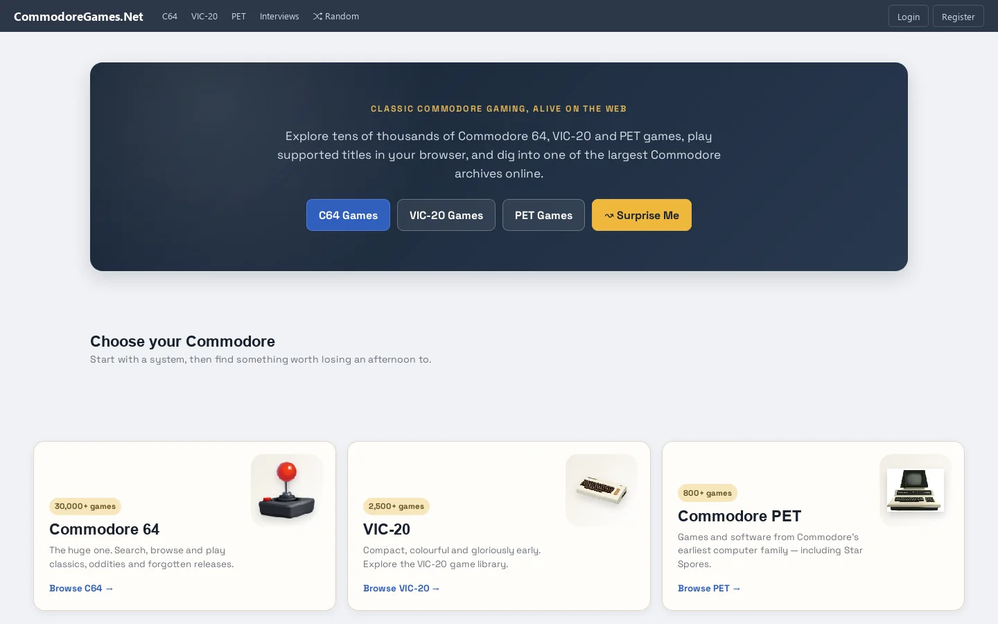 CommodoreGames.Net Homepage screenshot